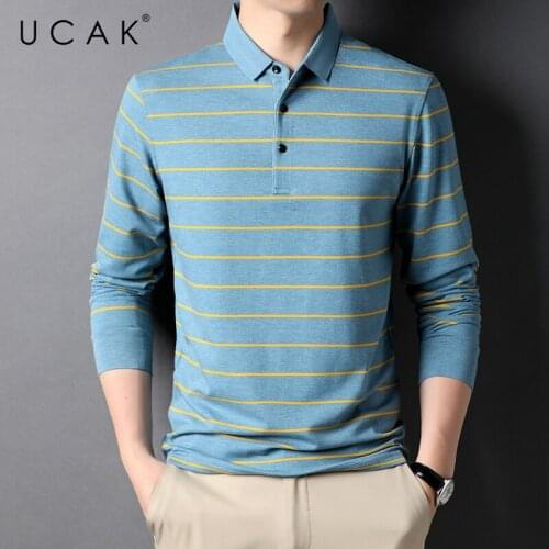 UCAK Brand Classic Casual Turn-down Collar T Shirt Men Clothes Autumn New Arrivals Streetwear Long Sleeve T-Shirts Male U5685