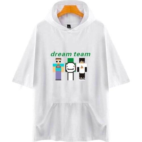 Dreamwastaken Hoodie T-shirt Mens Summer Casual Hooded Tops Letter Printed Dream Tesm T shirts White All-match Tees Shirt 4XL