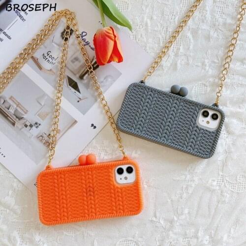 Cute 3D Woven Bag Phone Case For iPhone 12 11 Pro X Xr Xs Max Soft Silicone Back Cover For iPhone 6 6s 7 8 Plus Protective Shell