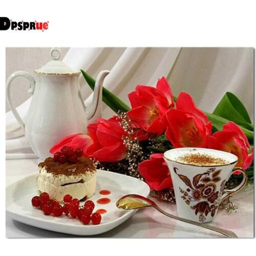 Dpsprue Full Square/Round Drill 5D DIY Diamond Painting "Flower Cup landscape" Embroidery Cross Stitch 5D Home Decor DF212