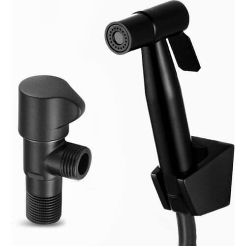Matte black Weel Hand held Diaper Spray Shower Set + valve Shattaf Bidet Sprayer Jet Faucet Tap Douche kit BD530-A