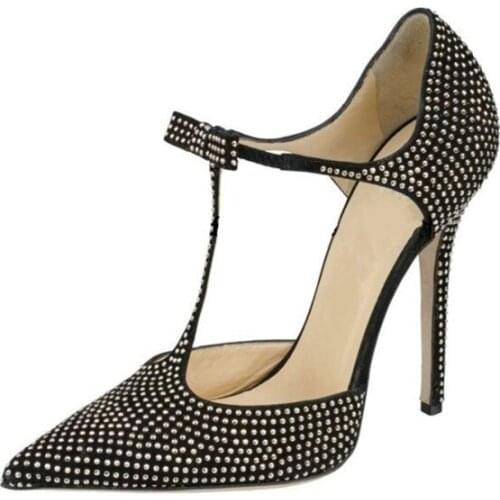 2018 newest black polka dot pumps sexy 12 cm high heels sandals rivet decor pointed toe dress party shoes butterfly-knot pumps