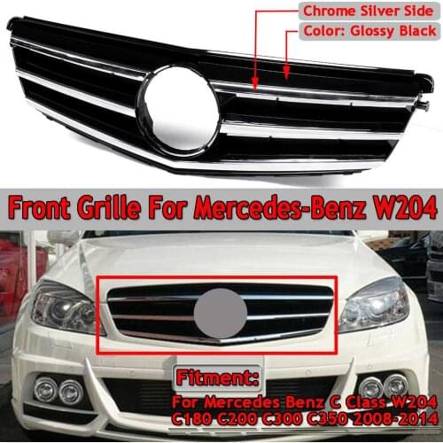 For GTR W204 C180 Grill Car Front Upper Racing Grille Grill For Mercedes For Benz C Class W204 C180 C200 C300 C350 2008-2014