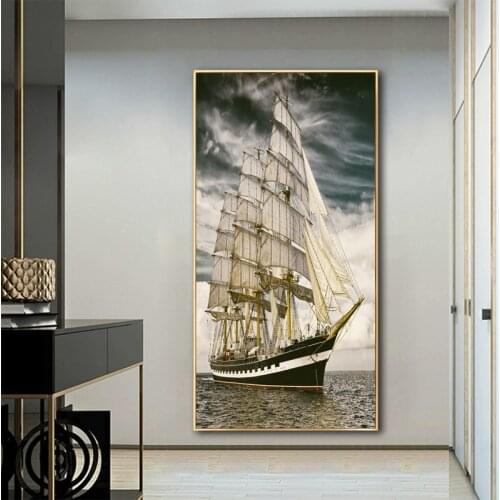 Boat On Sea Posters Landscape Prints Canvas Panting Wall Art Pictures For Living Room Modern Home Decor Indoor Decoration