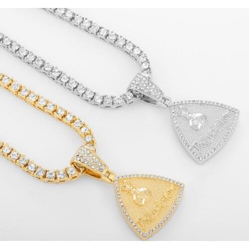 Popular Interlocking Square Triangle Male Pendant For Men Modern Trendy Geometric Stacking Necklace With 4mm Tennis Chain