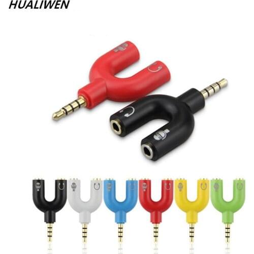 Earphone Connector Converter 3.5mm Stereo Splitter Audio to Mic & Headset Jack Plug Adapter For Mobile Phone Tablet PC