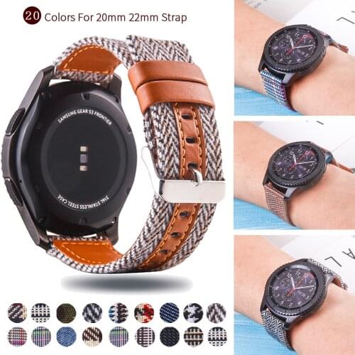 Checked Leather Strap for Samsung Galaxy Watch 3 45mm 41mm Watchband Bracelet for Samsung Active 2 44mm 40mm Watch Band 20/22mm