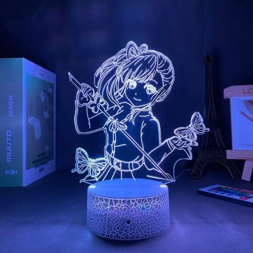 Led Panel Lights Anime Demon Slayer Tsuyuri Kanawo Figure Led Night Light for Girls Room Decor Nightlight Kimetsu No Yaiba