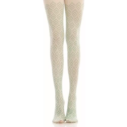 Fresh Mint Green Geometric Printing Pantyhose