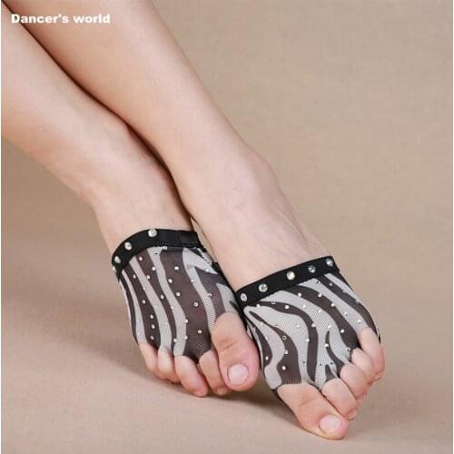 Wholesale belly dance sexy zebra foot thong dance shoes foot half sun diamond decorated size 34 - 41 (us3.5 - 10.5) S,M,L,XL