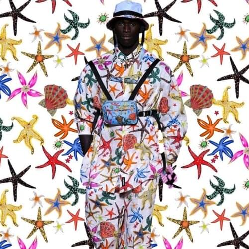 European G brand new spring/summer custom printed fabrics Seastar pattern fabric factory stores support G logo customization