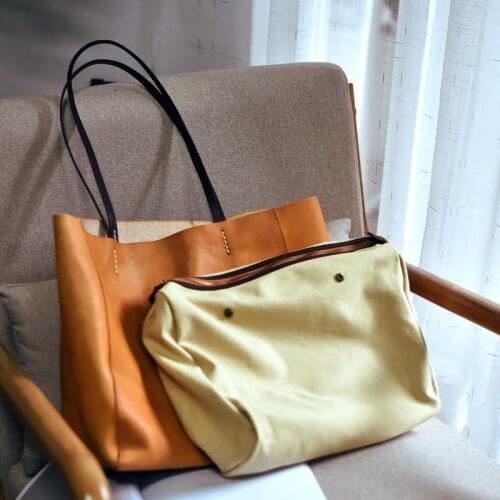 First Layer Genuine Leather Handmade Vintage Women Handbags Casual Elegant Female Tote Shoulder Purse Stylish Messenger Bag