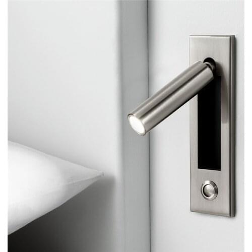 Embedded Modern Led Wall Lamp Aluminum Rotating Wall Light Bedroom Decor Sconce Lamp Hotel Room Decor Bedside Reading Lights