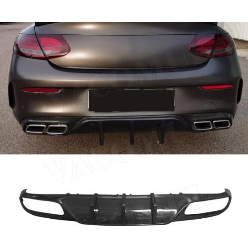 Carbon Fiber / FRP Rear Lip Diffuser Spoiler For Benz C Class C205 C63 AMG Sport Coupe 2 Door 2015 - 2019 FD Style Bumper Guard