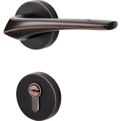 1Set Zinc Alloy Indoor Door Lock Universal Handle Lock Solid Bedroom Room Door Split Locks with Keys GF71