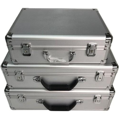 1pc Aluminum Tool Box Portable Tool Case Storage Suitcase Safety Box Equipment Instrument Case File Storage Box With Lock