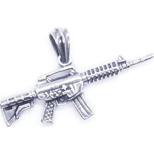 1pc Newest Cool Design Machine Gun Pendant 316L Stainless Steel Jewelry Men Boys Party Pendant
