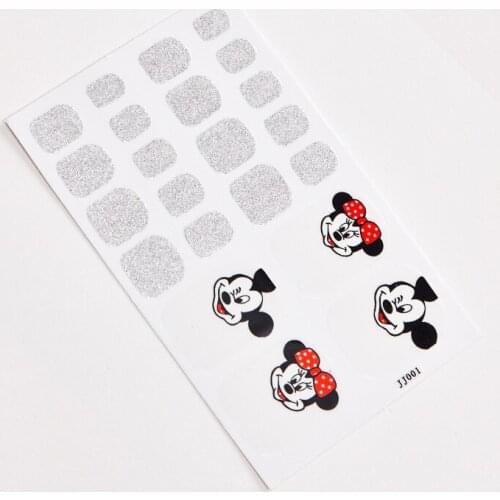 Cartoon Mouse Silver Stickers All Wrapped Cute Avatar Water Slider Manicure Decal DIY Black White Stars Cute Nail Art Beauty 1pc