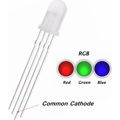 1000pcs 5mm RGB DIP LED Diffused Common Cathode 20mA F5 Tricolor Red Green Blue 4pins Lamp Wide Angle Light Beads