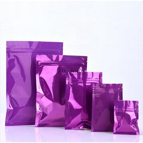 1000pcs/lot Various of Sizes Tear Notch Aluminum Foil Bag Heat Sealing Storage Bags Flat Purple aluminum foil bag