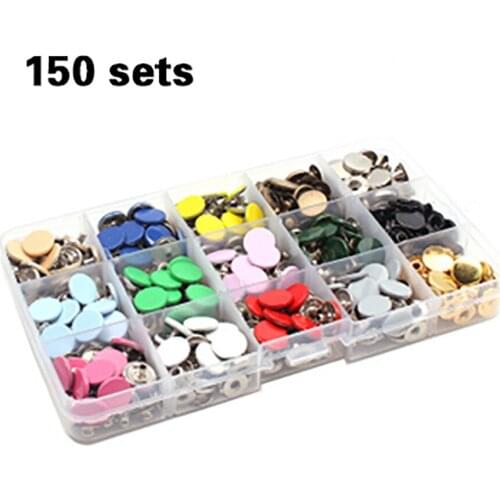 150 Sets 12.5mm Metal Snap Button With Metal Buttons Rivet Clasp Snap Fastener Press Button Tool for DIY Sewing Leather Craft