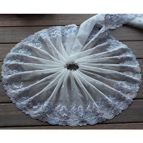 2 Yards Lace Trim Purple Flowers Embroidered Tulle Lace 7 Inches Wide High Quality