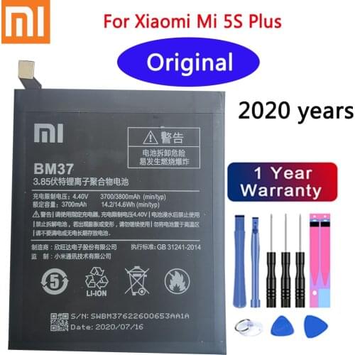 2020 years 100% Xiaomi Original Battery BM37 3800mAh for Xiaomi Mi 5S Plus MI5S Plus High Quality BM37 Replacment Phone Battery