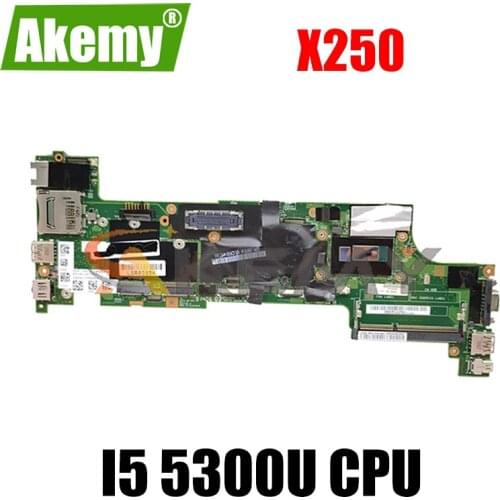 Akemy For Lenovo Thinkpad X250 Notebook Motherboard VIUX1 NM-A091 CPU I5 5300U 100% FRU 00HT381 00HT382 00HT385 00HT386