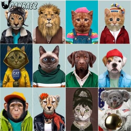 Diamond Painting Creative Animal 5D Diy Mosaic Cross Stitch Kit Lion Cat Full Diamond Hand Embroidery Inlaid Home Decoration Art