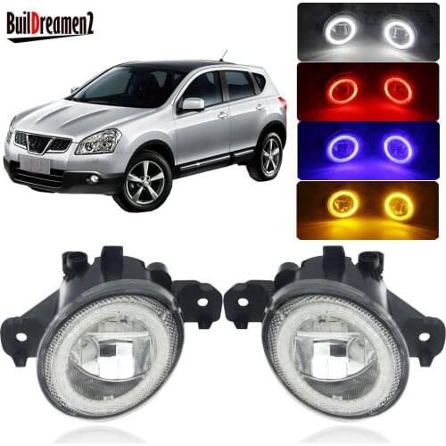 2 Pieces Car LED Fog Light Angel Eye Daytime Running Light DRL Fog Lamp 4000LM 12V High Bright For Nissan Qashqai 2007-2013