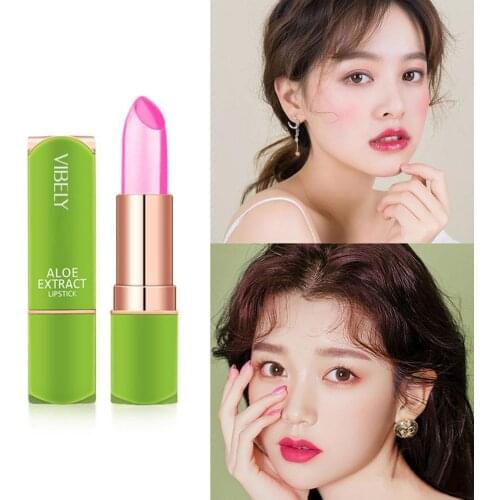 7 Colors Aloe Vera Lipstick Lip Balm Lip Gloss Moisturizing Warm Feeling Color Changing Jelly Lipstick Long Lasting Lip Makeup
