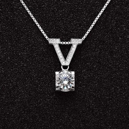 BOEYCJR Love 925 Silver 1ct/2ct/3ct F color Moissanite VVS Engagement Wedding Pendant Necklace for Women Anniversary Gift