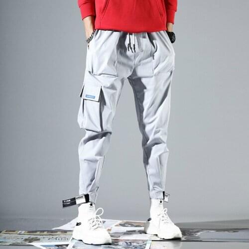 Pure Mens Side Pockets Cargo Harem Pants Casual Male Tatical Joggers Trousers Hip Hop Fashion Casual Streetwear Pants 3XL