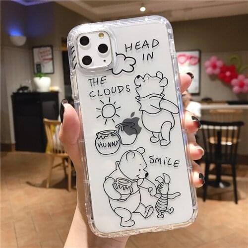 DISNEY Winnie the Pooh Silicone Case for IPhone 11 12Pro Xs Max Official Liquid Silicon 360 Full Cover zz0620