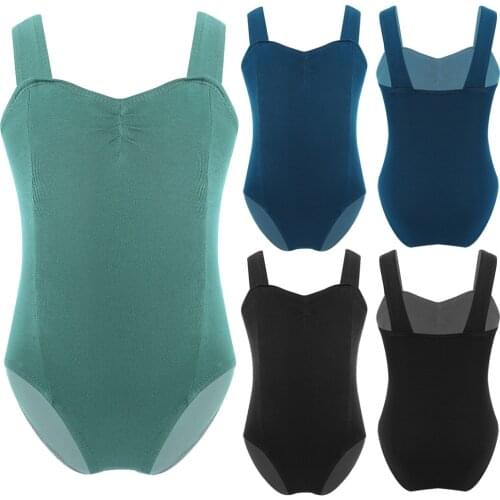 Kids Sleeveless Solid Color Stretchy Pinched-Front Sports Workout Gymnastics Leotards for Girls Professional Ballet Dancewear