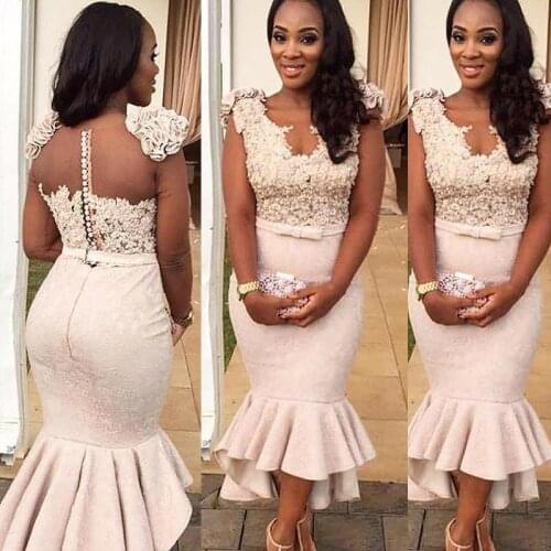 Elegant Pale Pink Nude Long Sleeves Mermaid Satin Wedding Guest Dress Bridesmaid Dresses