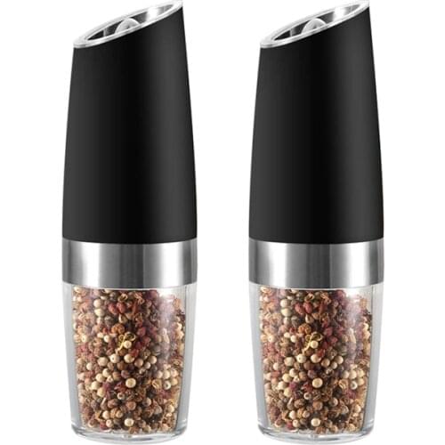 Automatic Salt and Pepper Spice Grinder Gravity Electric Pepper Mill Adjustable Ceramic with LED Light Spice Mill for Kitchen