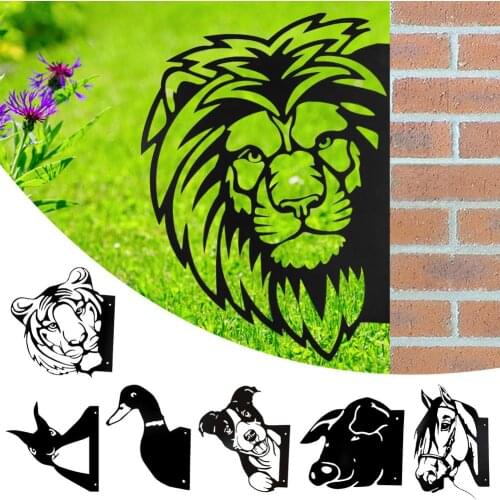Farm Peeping Animal Balcony Yard Decorative Metal Statues Garden Art Protector Hanging Outdoor Statues Home Art Ornaments