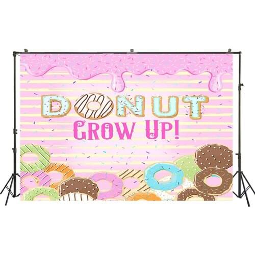 HUAYI Photography Backdrop Birthday Party Desserts Table Decor Photo Booth Background Dounts Grow Up Baby Shower BackdropW-3628