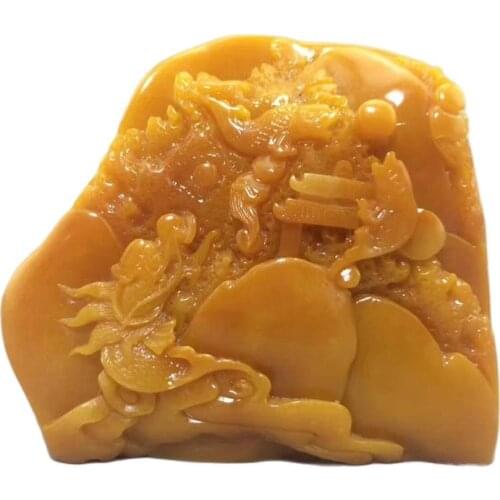 China shoushan stone old Hand carved liyutiaolongmen Statue