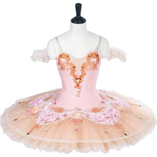 Nutcracker Professional Ballet Tutu Peach Pink Sugar Plum Fairy Cream Performance Ballet Pancake Tutus Ballet Stage Costumes