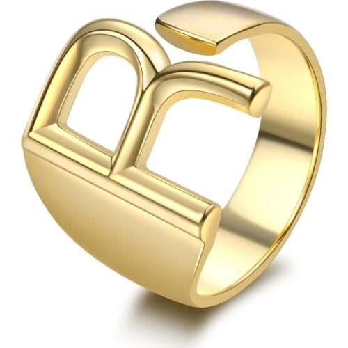 26 English Letters 925 Silver Ring Joint Fashion Personality Retro Index Finger Ring Opening 18K Gold Ring