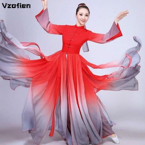 Chinese Style Umbrella Classical Dance Costume Practice Clothes Female Yangko Dance Wear Chinese Traditional Fairy Folk Dress
