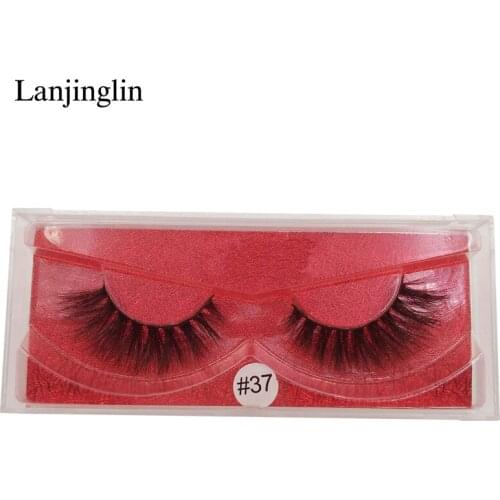 LANJINGLIN 1 Pair Natural False Eyelashes Soft Wispy Fluffy 3D Mink Lashes Handmade Extension Faux Mink Eyelashes for Beauty