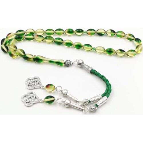 Green Resin Tasbih muslim bracelet 33 prayerbeads islamic gift accessories masbaha Arabic jewelry Misbaha turkey Rosary