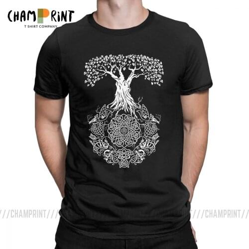 Mens T-Shirt Tree Of Life Vikings Valhalla Son Of Odin 2019 Fashion Pure Cotton Tee Shirt Short Sleeve T Shirt Printed Clothing