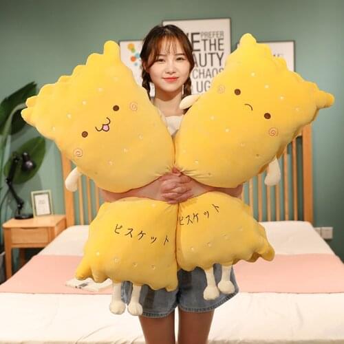 65/90/110cm Lovely Biscuit Plush Long Pillow Creative Plushie Sandwich Biscuits Plush Cushion Stuffed Funny Dolls for Girls Baby