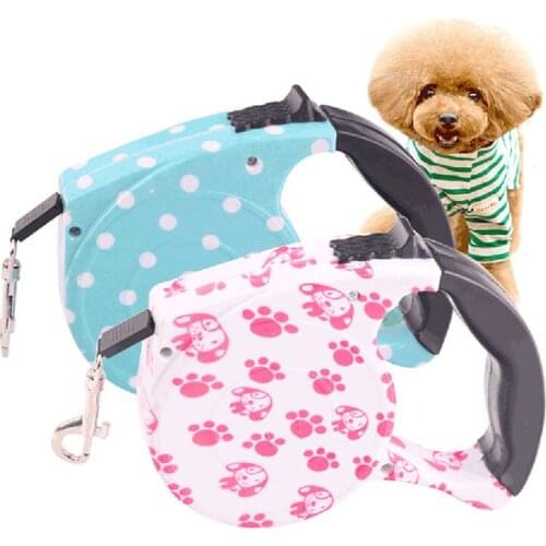 Useful 5m Dog Lead Retractable Rope Adjustable Harness Pet Traction Chain Collars Leashes
