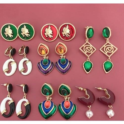 Multi-Styles Colorful Earrings, Party Romantic New Design Vintage Jewelry For Female