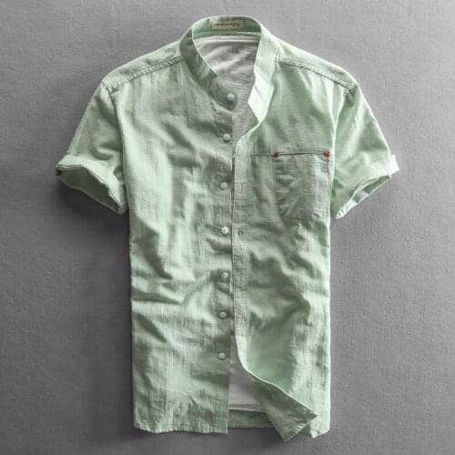 Clothes Size Summer Plus Cotton Linen Shirts Men Korean Casual Short Sleeve Shirt Vintage Fashion 2020 KJ5772